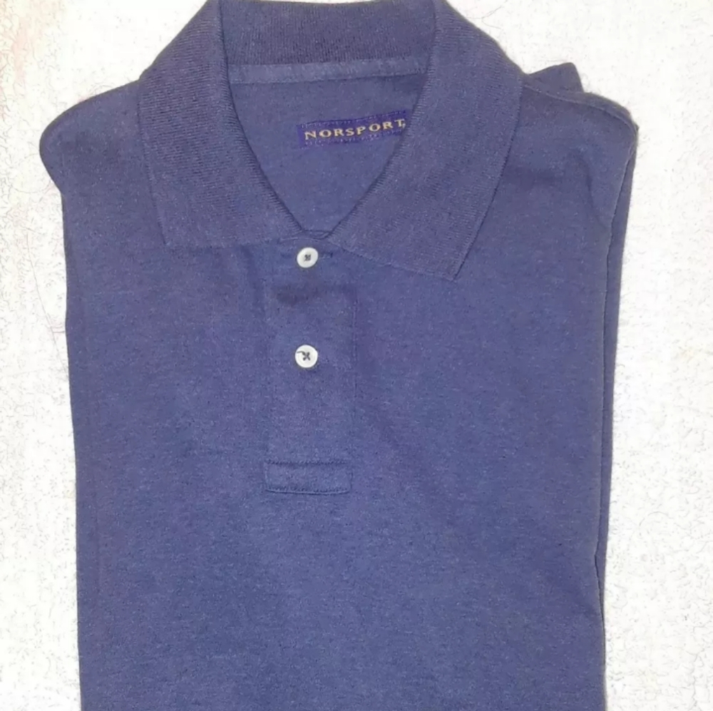 Men's Norsport MED polo top denim blue 100% cotton